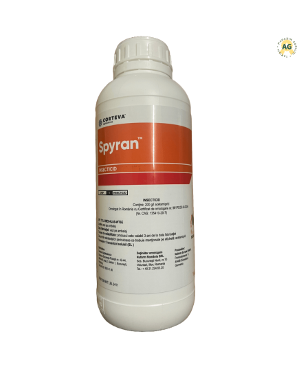 Spyran 1L insecticid sistemic pentru combaterea pe vegetație a dăunătorilor din culturile de Rapiță, Cartof, Cereale, Porumb, Alege ambalajul dorit: Spyran